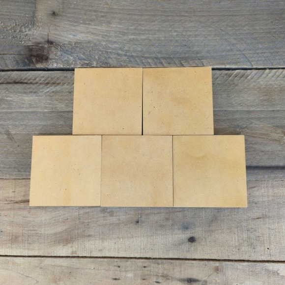 Vintage Set of Five Rajasthan Wood and Glass Coasters - Picture 7 of 11